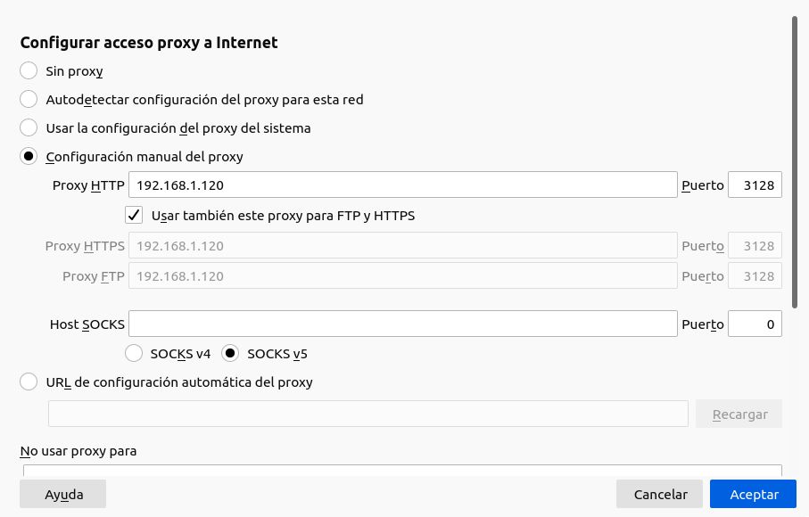 Configuración de proxies en Firefox
