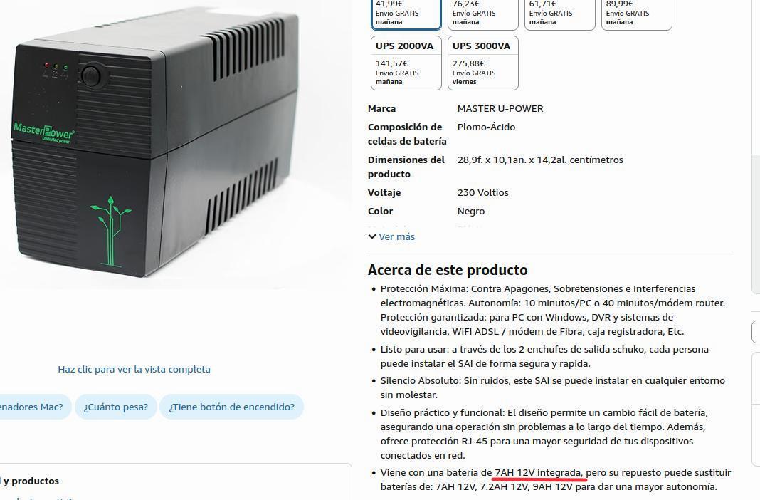 Batería de un SAI